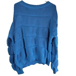 New Pretty Garden Women's Blue Cozy Over-sized Textured Sweater Size XL